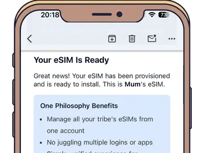 Email displaying 4 QR codes, each labeled for specific family member