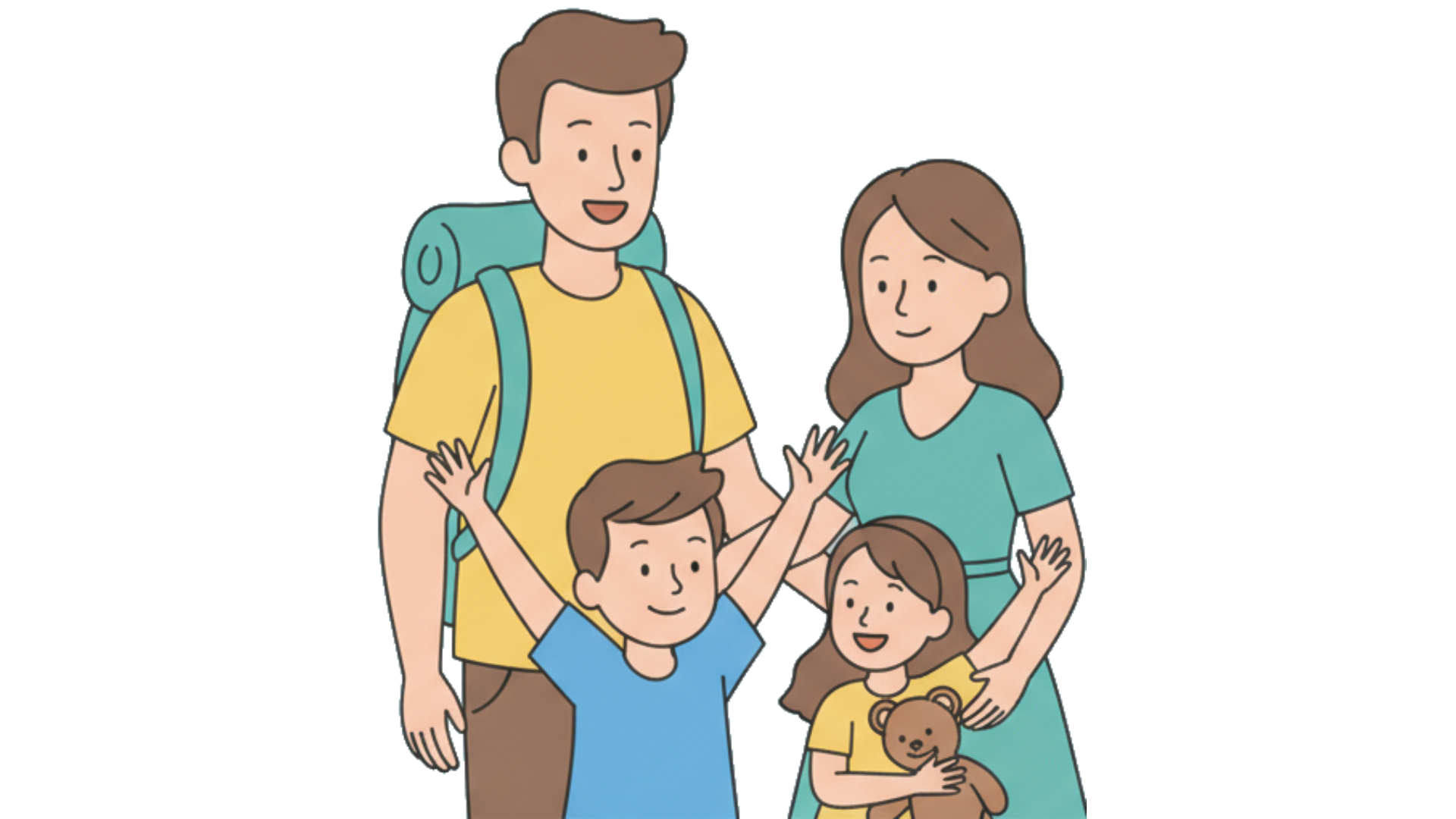 Family comparing mobile connectivity options at an international airport